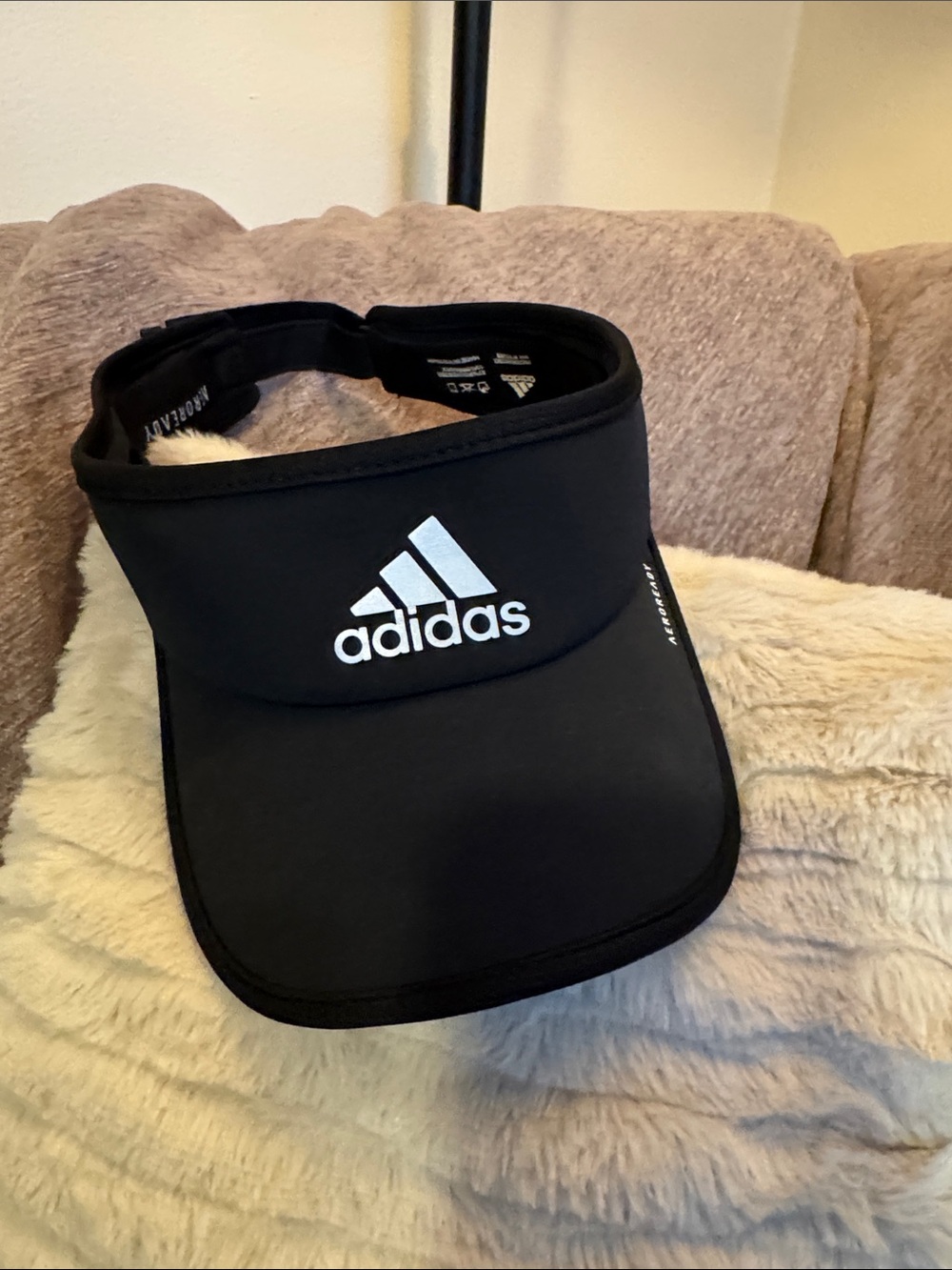 adidas adult Black Sun Visor with White Logo
